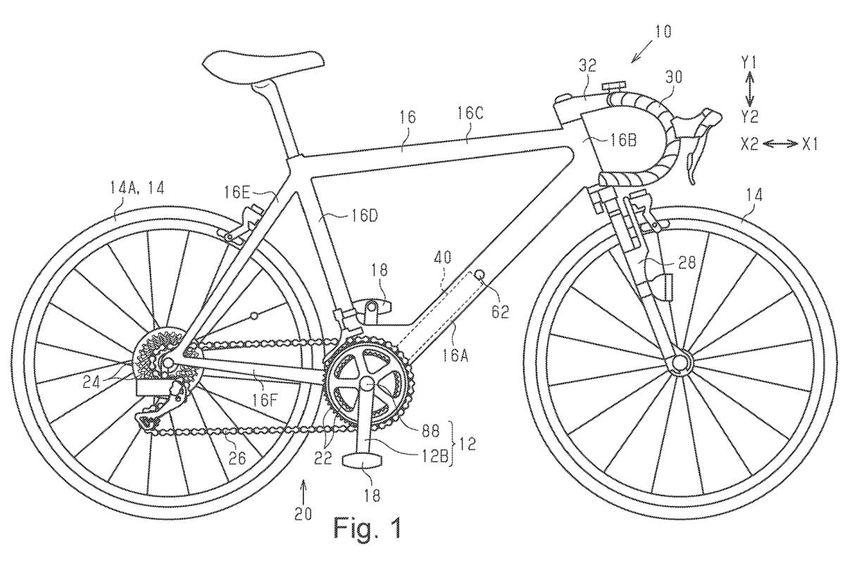 Illustration du brevet de Shimano pour un nouveau système d'entraînement pour vélos électriques