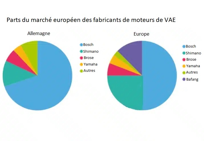 Parts du marché européen des fabricants de moteurs pour VAE